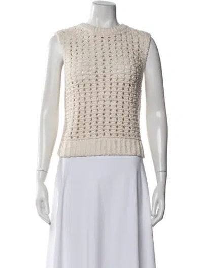 Pre-owned Frame Patterned Crew Neck Sweater In White