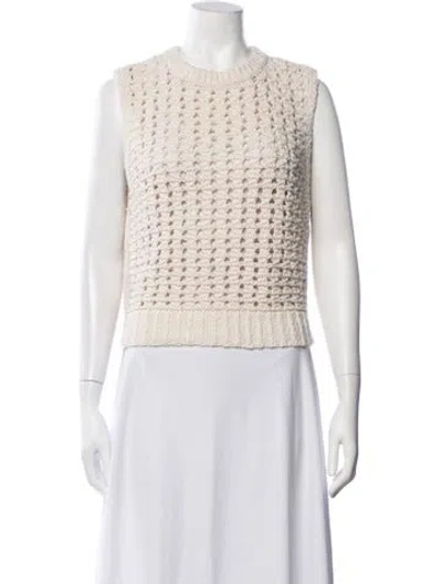 Pre-owned Frame Patterned Crew Neck Sweater In White