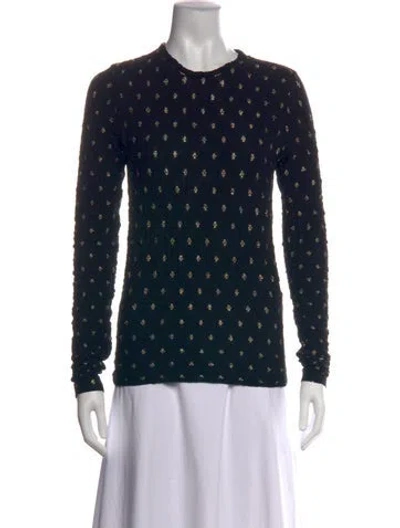 Pre-owned Frame Patterned Crew Neck Top In Black