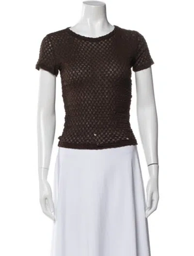 Pre-owned Frame Patterned Crew Neck Top In Brown
