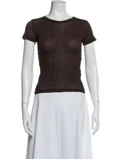 Pre-owned Frame Patterned Crew Neck Top In Brown