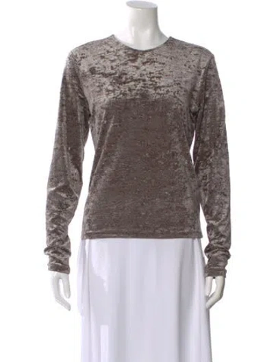Pre-owned Frame Patterned Crew Neck Top In Gray