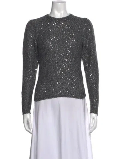 Pre-owned Frame Patterned Crew Neck Top In Grey