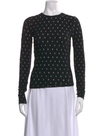 Pre-owned Frame Patterned Crew Neck Top W/ Tags In Black