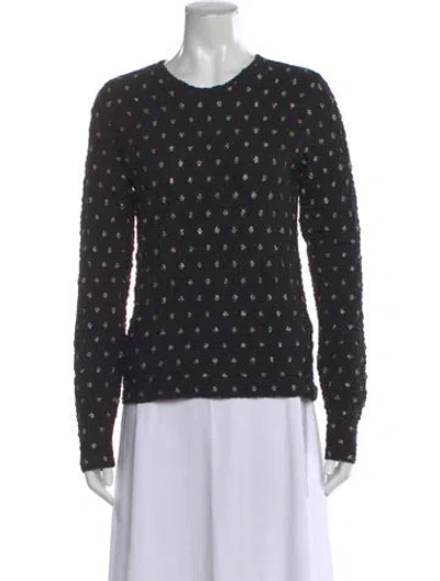Pre-owned Frame Patterned Crew Neck Top W/ Tags In Black