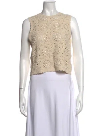 Pre-owned Frame Patterned Crew Neck Top W/ Tags In Neutrals
