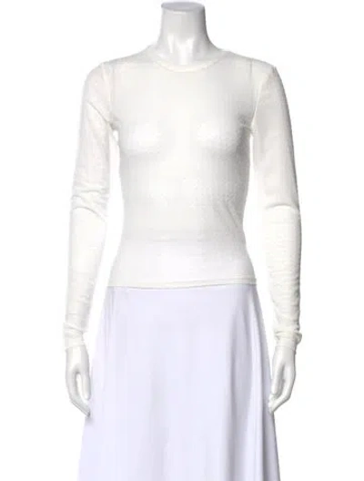 Pre-owned Frame Patterned Crew Neck Top In White