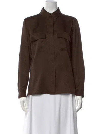 Pre-owned Frame Patterned Long Sleeve Blouse In Brown