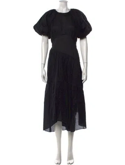 Pre-owned Frame Patterned Midi Length Dress In Black