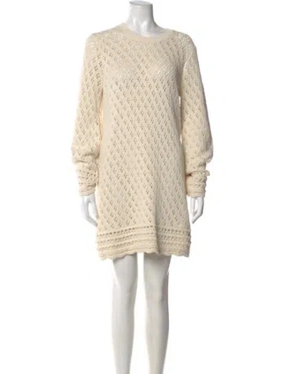 Pre-owned Frame Patterned Midi Length Dress In Neutral