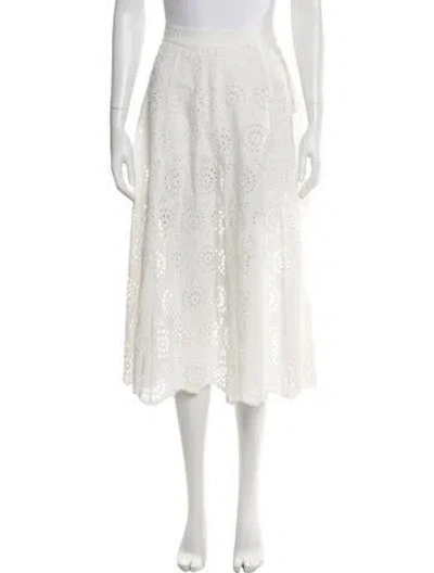 Pre-owned Frame Patterned Midi Length Skirt W/ Tags In White