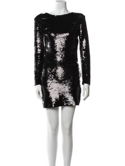 Pre-owned Frame Patterned Mini Dress In Black