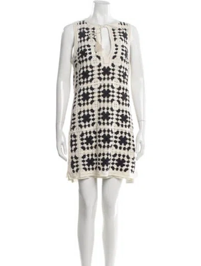 Pre-owned Frame Patterned Mini Dress In Neutral