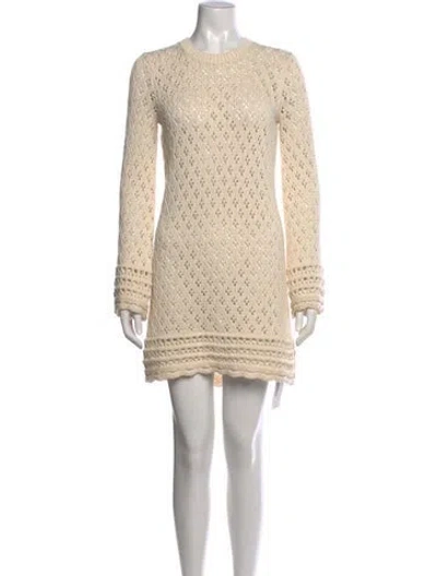 Pre-owned Frame Patterned Mini Dress In Neutrals