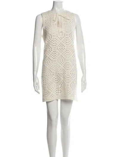 Pre-owned Frame Patterned Mini Dress In White