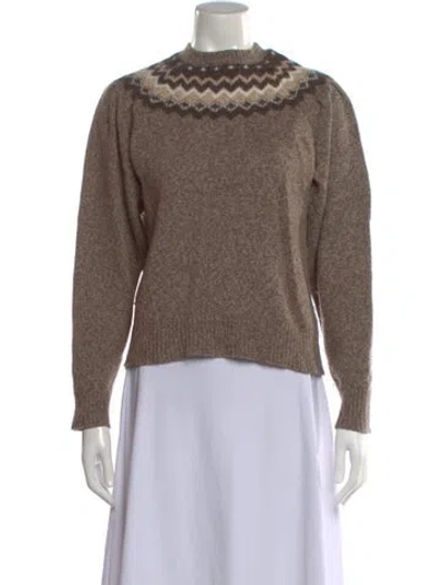 Pre-owned Frame Patterned Mock Neck Sweater In Neutral
