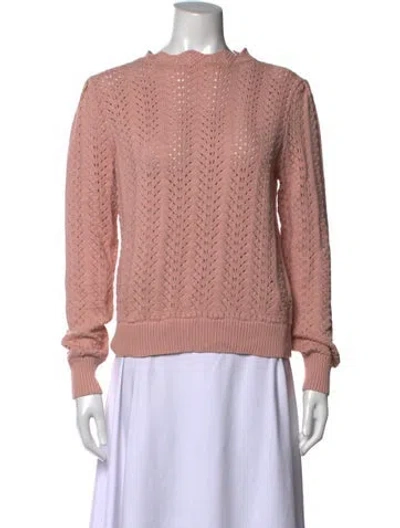 Pre-owned Frame Patterned Mock Neck Sweater In Pink
