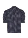 Frame Patterned Silk Blouse In Blue