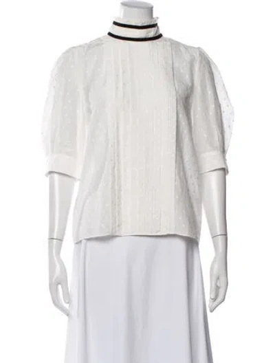 Pre-owned Frame Patterned Short Sleeve Blouse In White