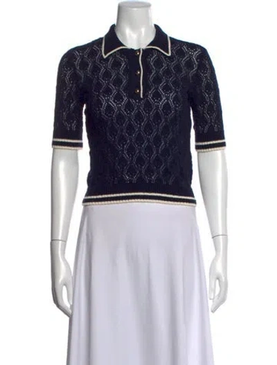 Pre-owned Frame Patterned Short Sleeve Polo In Blue
