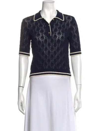 Pre-owned Frame Patterned Short Sleeve Polo In Blue