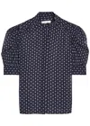 Frame Patterned Silk Blouse In Blue