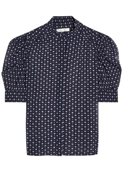 Frame Patterned Silk Blouse In Blue