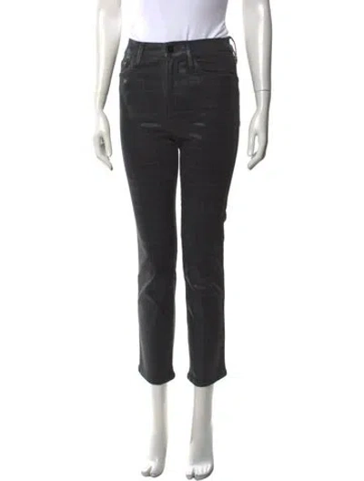 Pre-owned Frame Patterned Skinny Leg Pants In Black
