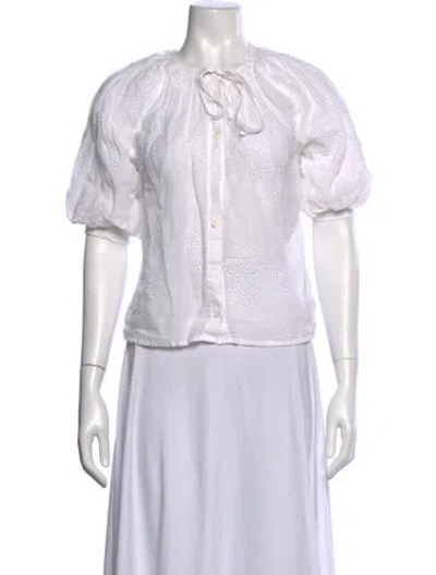 Pre-owned Frame Patterned Tie Neck Blouse In Neutral