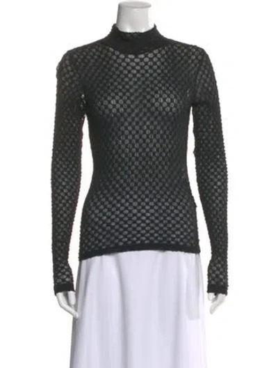 Pre-owned Frame Patterned Turtleneck Top In Black