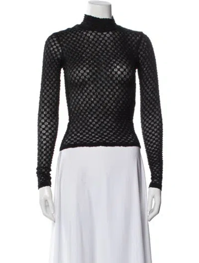 Pre-owned Frame Patterned Turtleneck Top In Black