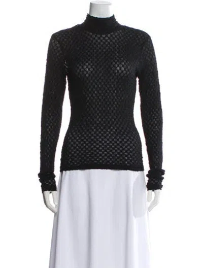 Pre-owned Frame Patterned Turtleneck Top In Black