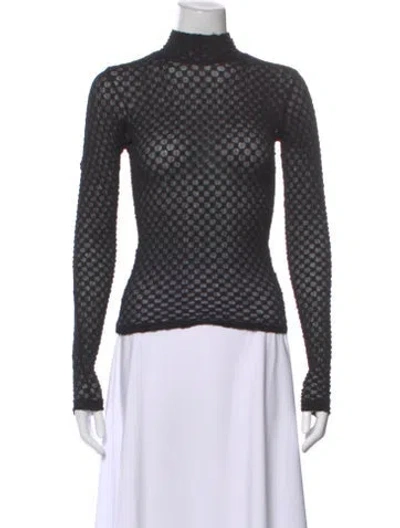 Pre-owned Frame Patterned Turtleneck Top In Black