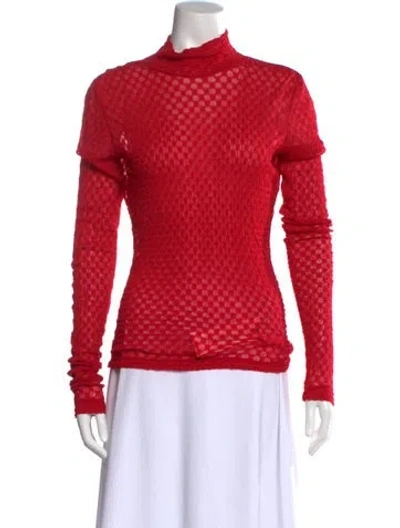 Pre-owned Frame Patterned Turtleneck Top In Red