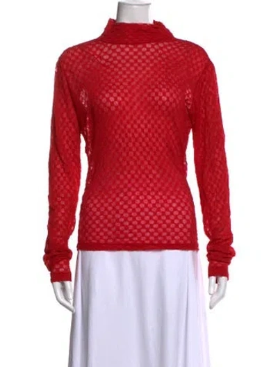 Pre-owned Frame Patterned Turtleneck Top In Red