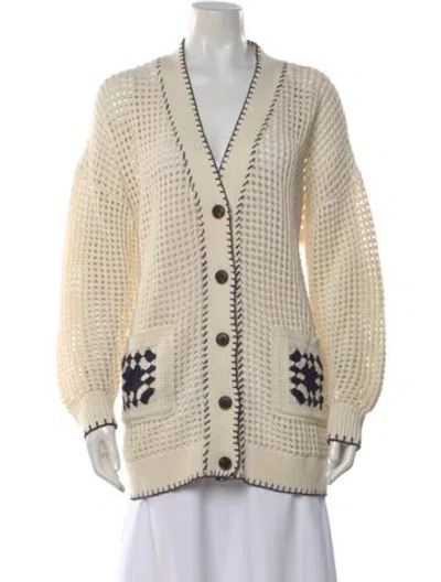 Pre-owned Frame Patterned V-neck Sweater In Neutral