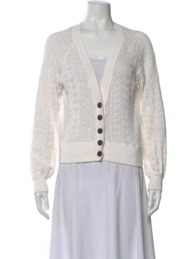 Pre-owned Frame Patterned V-neck Sweater In Neutral