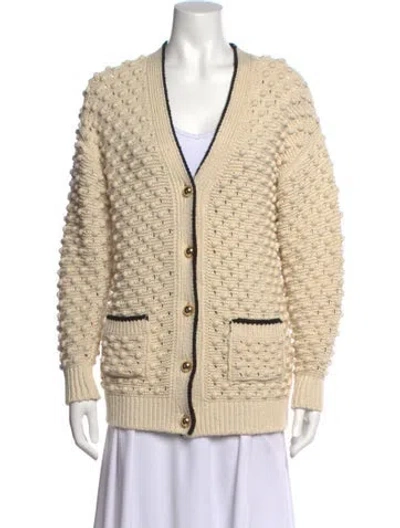 Pre-owned Frame Patterned V-neck Sweater In Neutral