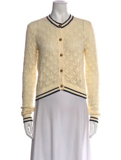 Pre-owned Frame Patterned V-neck Sweater In Neutrals