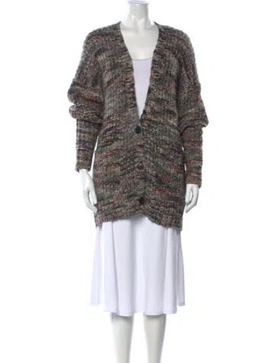 Pre-owned Frame Patterned V-neck Sweater In Neutrals