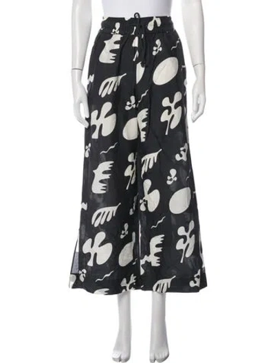 Pre-owned Frame Patterned Wide Leg Pants In Black