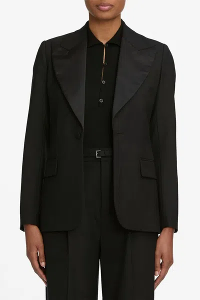 Frame Peak Lapel Blazer In Black