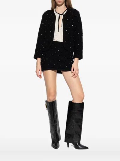 Frame Pearl-embellished Cardigan In Black