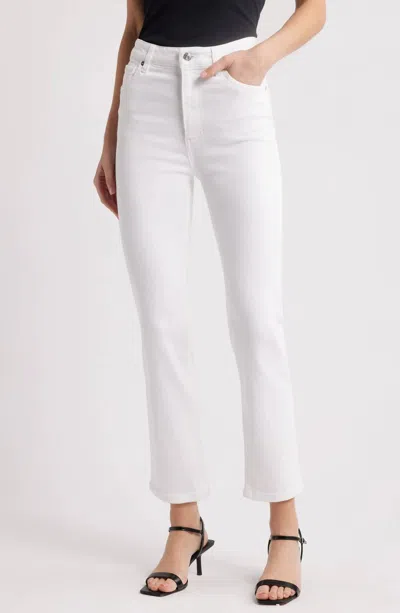 Frame Pencil Crop High Waist Ankle Slim Straight Leg Jeans In White