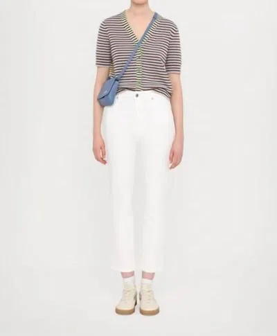 Frame Pencil Crop Straight Leg Jeans In White In Multi
