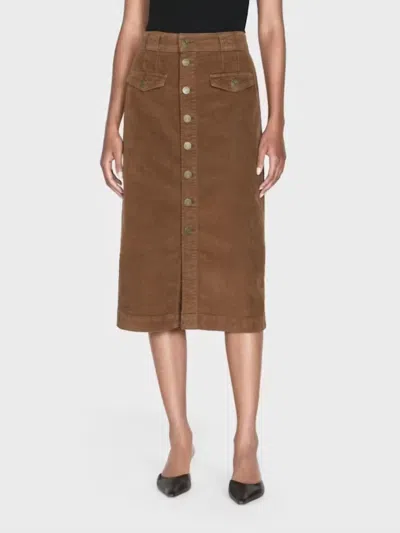 Frame Penelope Midi Skirt In Toast