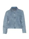 Frame Peter Pan Collar Denim Jacket In Blue