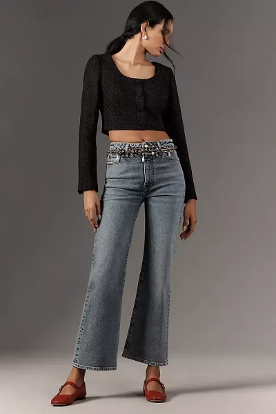 Frame Petite Le Pixie Arrow High-rise Flare Jeans In Blue