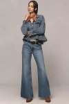 Frame Petite Pixie Easy Wide Flare Jeans In Blue