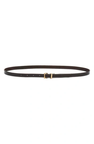 Frame Petite Square Buckle Skinny Leather Belt In Brown